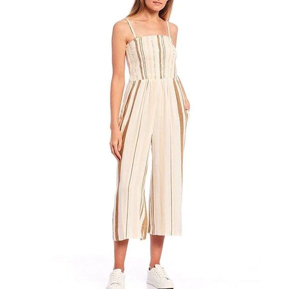 Rip Curl Pants - Ripcurl Sol Linen Smocked Cropped Jumpsuit
